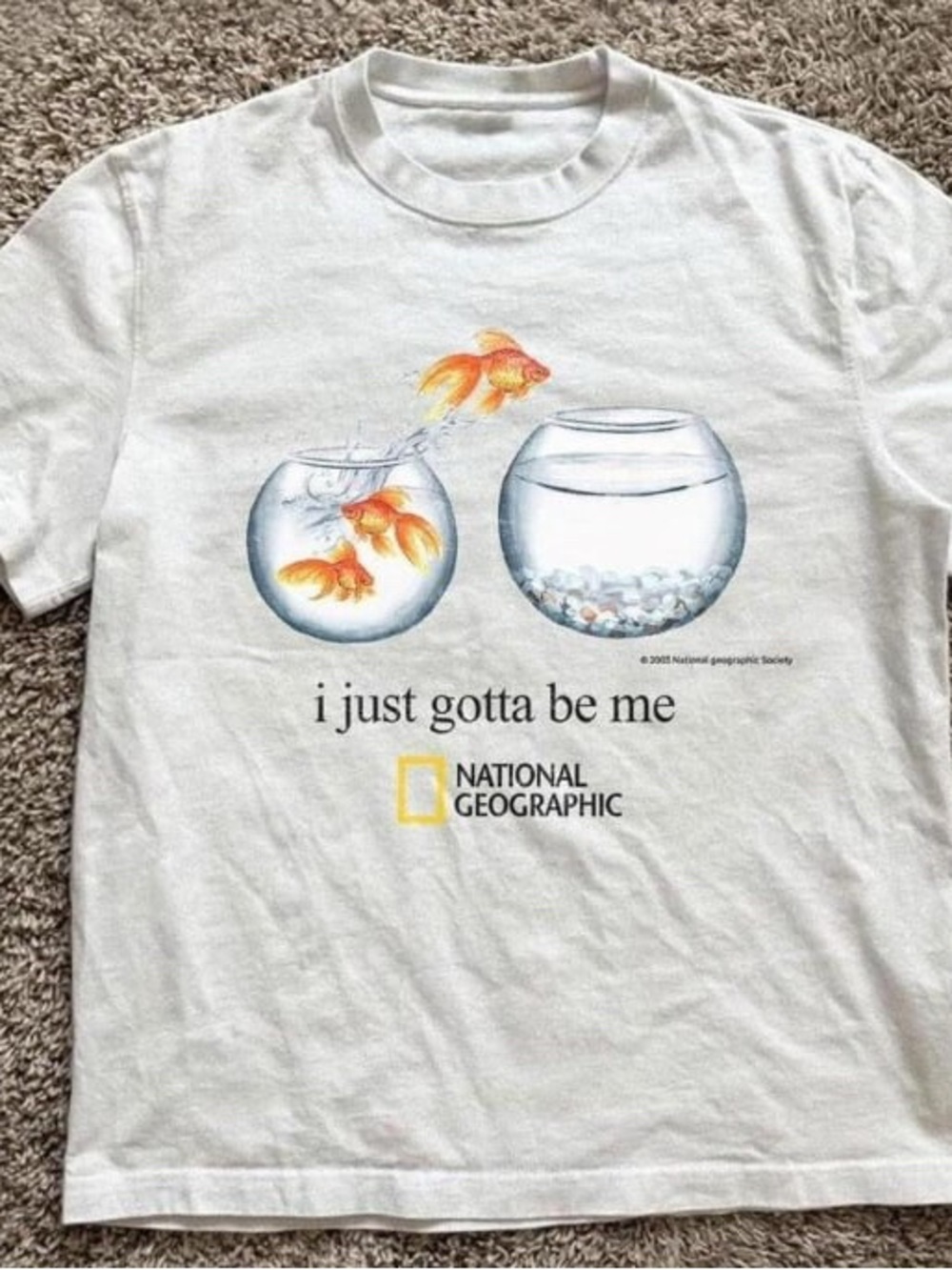 National Geographic White "I Just Gotta Be Me" Goldfish Graphic T-Shirt